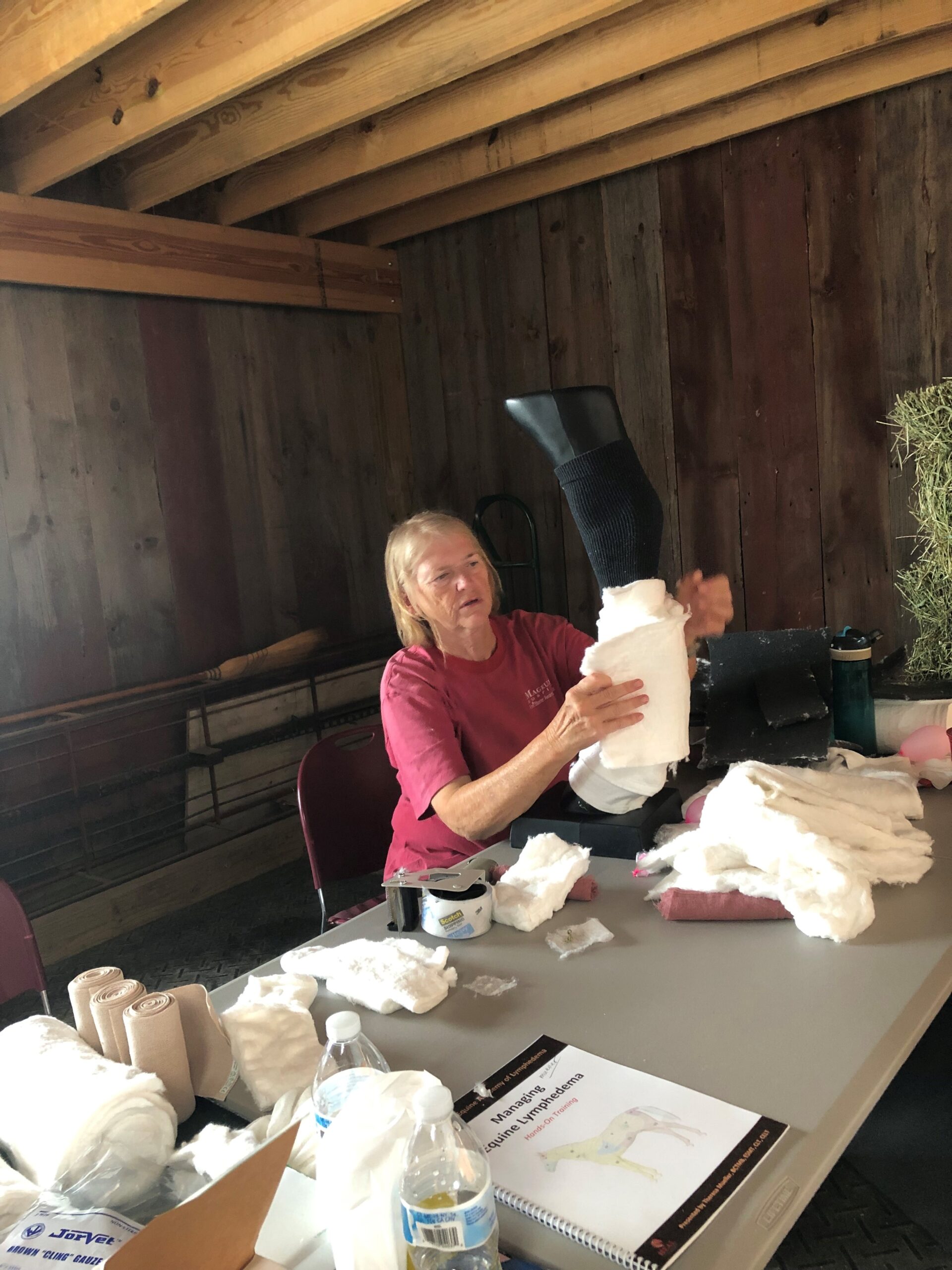 Peggy learning to wrap